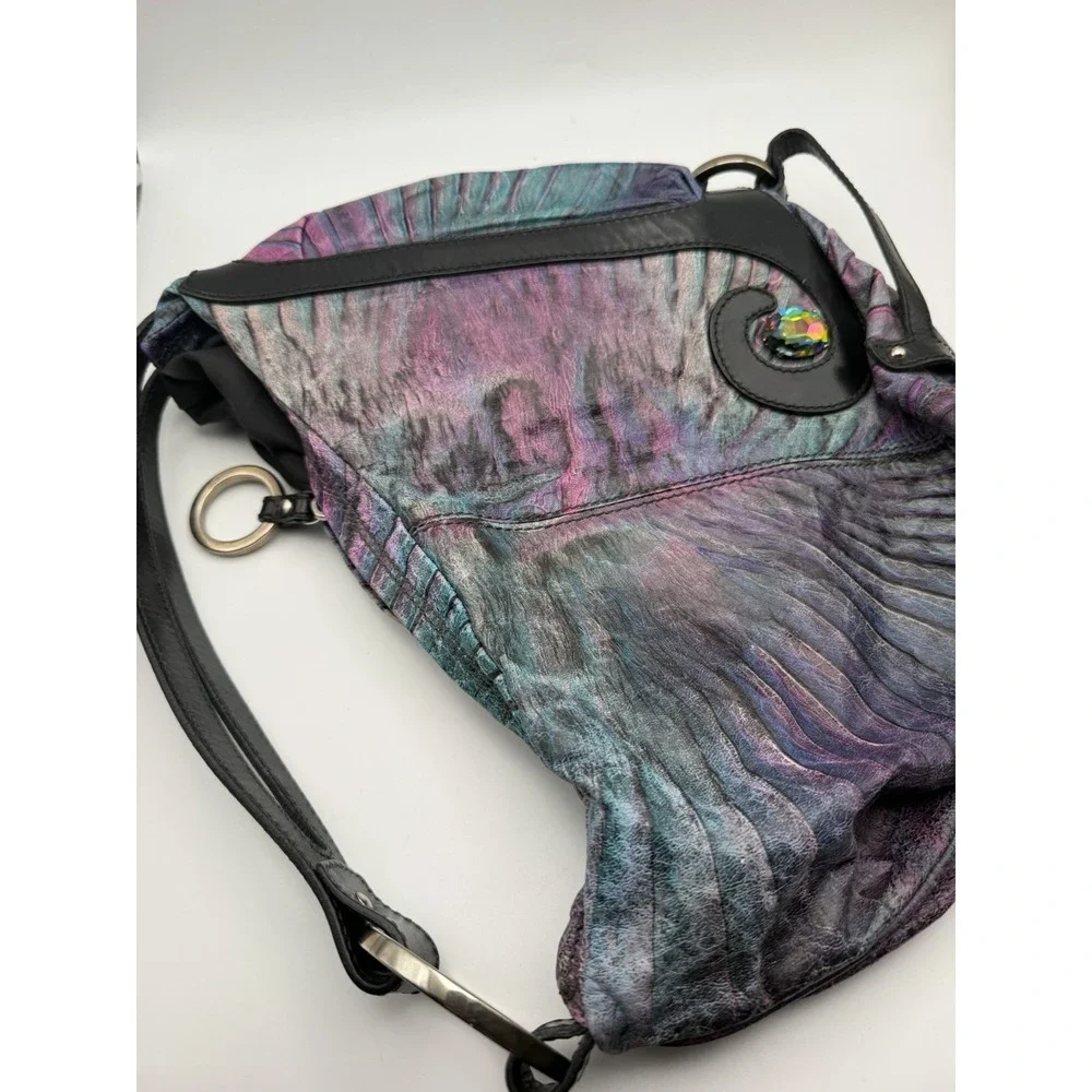 Fendi Iridescent Mermaid Leather Hobo Bag Crystal Rare Made Italy